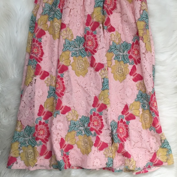 NSR Pink Lace Floral Print Knee Length Cocktail Dress - Picture 6 of 7